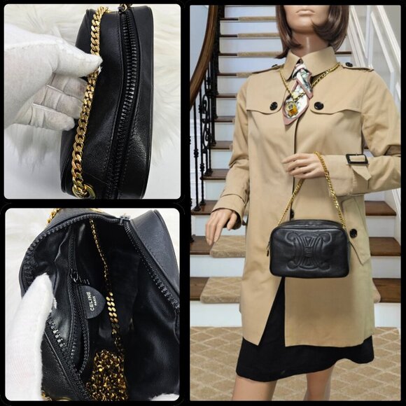 Céline Embroidered Triomphe Leather Crossbody Bag - Picture 16 of 17